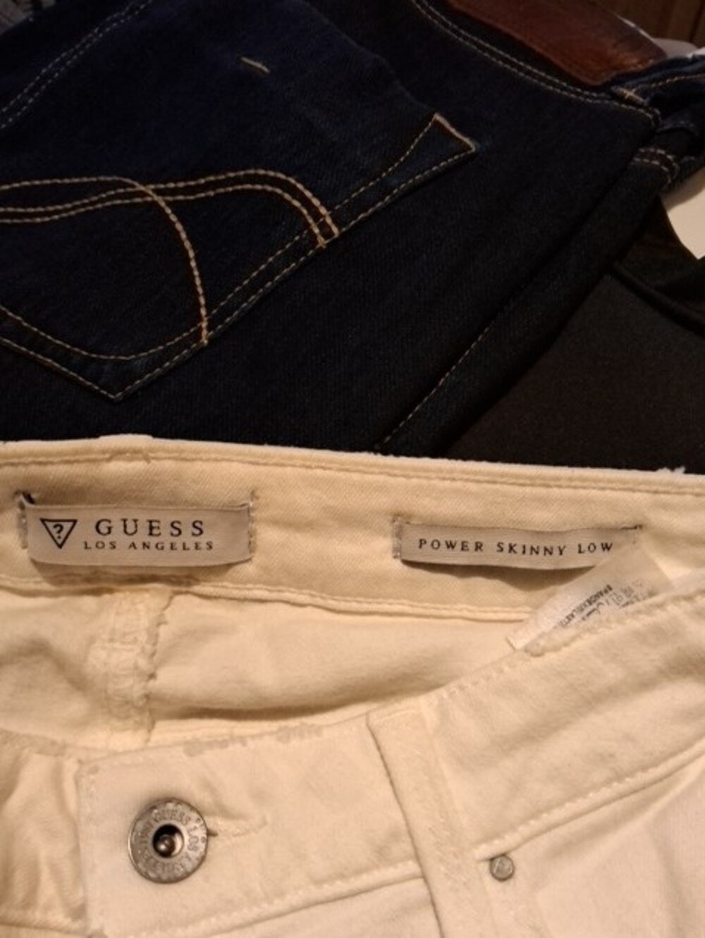 GUESS Cream Skinny Jeans with Pink Floral Embroidery - Picture 4 of 5